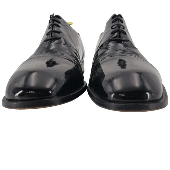 Bally Italy Black Patent Leather Formal Dress Shoes Men size 10 Cap-toe Oxfords BALLY Cagney Black Leather Oxford Cap Toe Designer Men main image 2